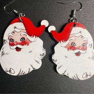 Santa Earrings Vintage Santa Design